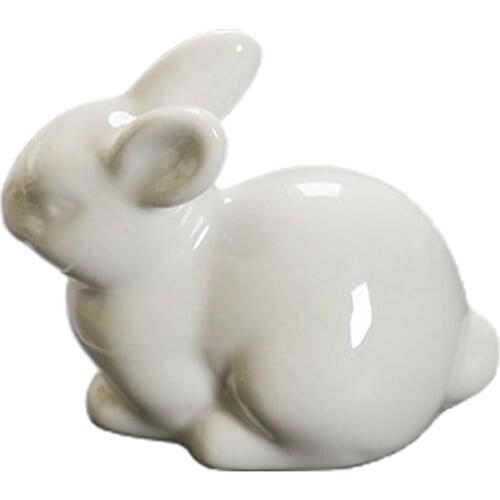 White Ceramic Bunnies Home Tabletop Bookshelf Easter Decorations