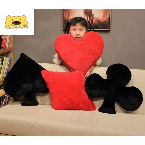 Black Playing Cards Plush Toy Anime Creative Gift Comfort Children Sleeping Kawaii Pillow Girl Spades Hearts Square Clubs Pillow