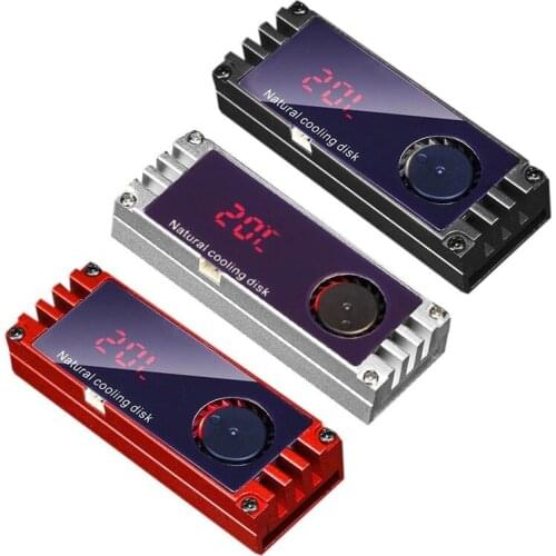 Digital Temperature Display M.2 SSD Heatsink Cooler with Turbo Cooling Fan for 2280 22110 NVMe NGFF M2 Solid State Drive