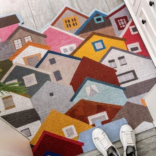 Nordic Colorful House Doormat PVC Non-slip Mat Dust-proof Home Door Mat Bedroom Bath Kitchen Entrance Doormat Living Room Carpet