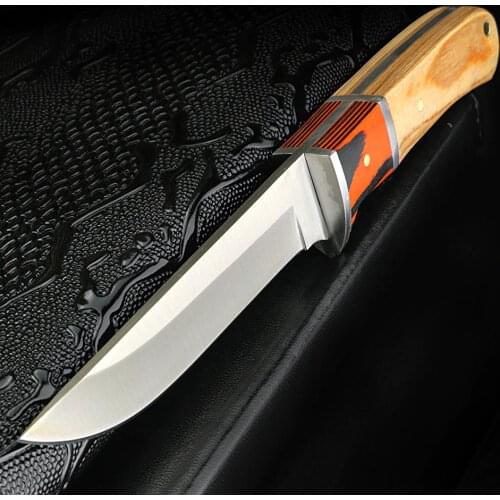 XUAN FENG colored wooden handle thickened straight knife sharp outdoor hunting knife tactical straight knife