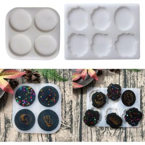 Crystal Epoxy Resin Mold Round Mobile Phone Bracket Holder Silicone Mould Handmade DIY Crafts CellPhone Grips Casting Tools