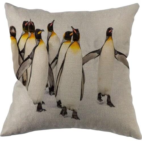 Penguin Cushion Pillow Tent,Office,Home Cotton Linen Zippered Pillowcase Family Home Accessories Customizable One Side