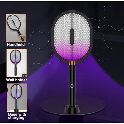 3000V Electric Flies Swatter Killer Summer Mosquito Racket Trap with UV Light USB Rechargeable LED Lamp Anti Insect Bug Zapper