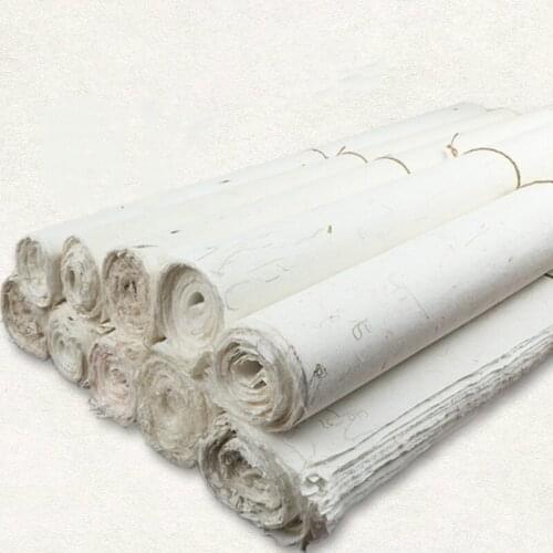 10 Sheets Chinese Calligraphy Paper Papel Arroz Half-Ripe Yunlong Sandalwood Fiber Rice Paper with Flowers Painting Rijstpapier