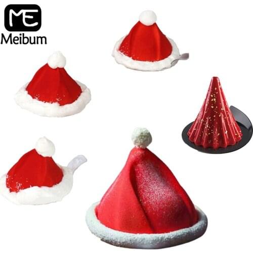 Meibum Christmas Hat Silicone Cake Molds Festival Snowflake Tree Mousse Mould Decorating Tray Party Pastry Bakeware Baking Tools