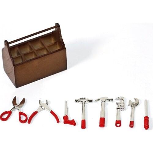 Miniature 1:12 Toolbox Model Doll House Accessories Simulation Pretend Play House Game Repair Carpenter Tools Childrens Toys