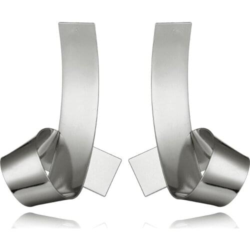 Fashion Metal Heart Knot Irregular Sequins Stud Earrings For Women Girls Punk Exaggerated Earring Gold Silver Jewelry Gifts