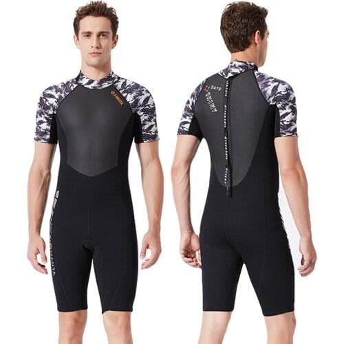 Men Neoprene 1.5MM Wetsuit Windsurf Hunting Scuba Diving Surf Swimwear Underwater Fishing Short Sleeve Clothes Kitesurf Swimming