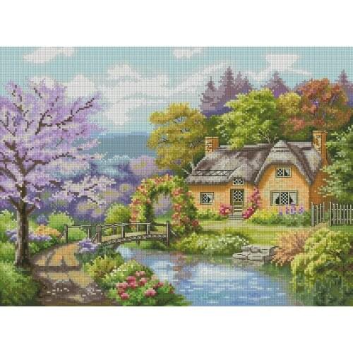 Riverside cottage 48-38 Cross Stitch Kit Packages Counted Cross-Stitching Kits Cross stich Painting Set