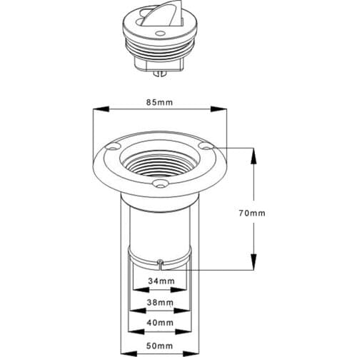 Nylon Fuel Gas Diesel Deck Filler 38mm 1 1/2'' Socket & Red Cap Flush Mount for Boat Yacht Caravan Truck