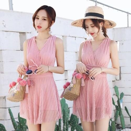 New boxer skirt one-piece fairy fan hot spring vacation swimsuit women one piece swimsuit