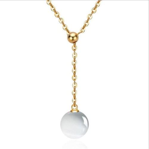TJP Top Quality 925 Sterling Silver Necklace For Women Party Jewelry Charm Gold Crystal Ball Female Pendants Necklace Girl Bijou