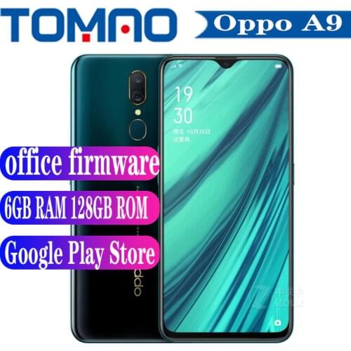 Original Oppo A9 Cell phone 6.53“ Android 9 6GB 8GB RAM 128GB ROM Helio P70 Octa Core 4020mAh Battery 16MP Camera Google Play