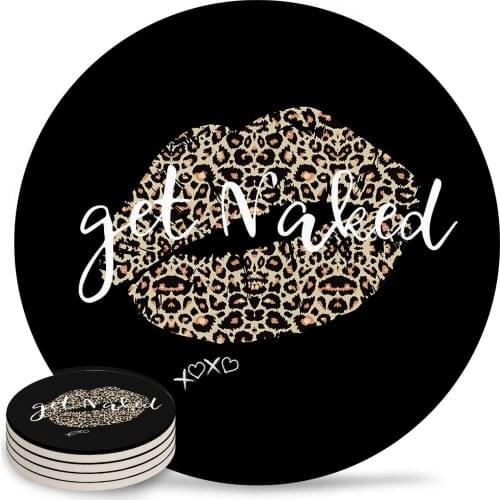 Sexy Lips Leopard Graffiti Coasters Coffee Table Decor Kitchen Accessories Ceramic Coaster Dinning Table Decoration Placemats