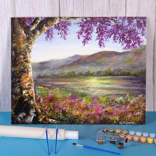 Natural Scenery Colours Of Spring Coloring By Painting Complete Kit Oil Paints 40*50 Picture By Wholesale