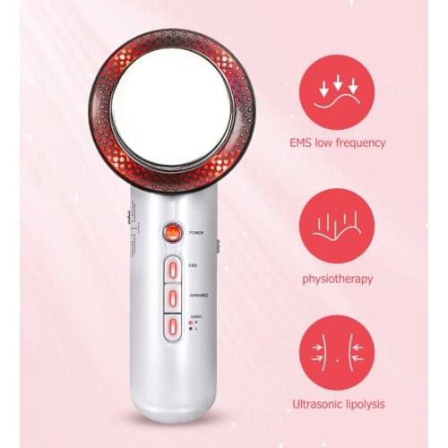 Face Lift 3 In 1 Ems Infrared Ultrasonic Body Massage Device Ultrasound Slimming Fat Burner Cavitation Face Cosmetic Device