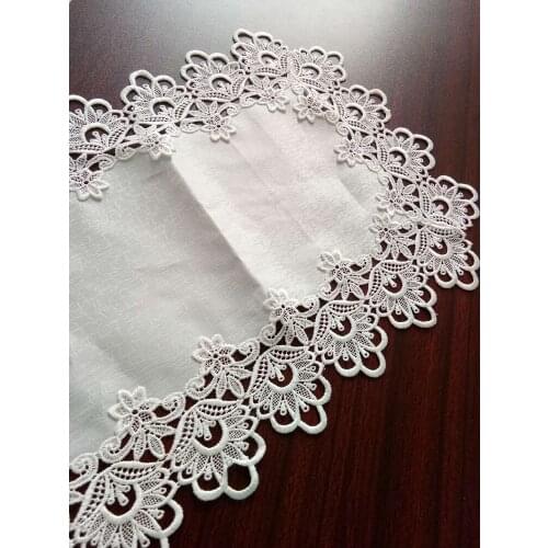 Oblong size white lace table runner tablecloth long platemat for dining dish or decorating for your house