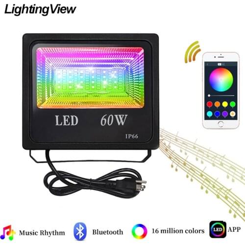 60W RGB Floodlight Bluetooth 4.0 App Control LED Flood Lights 16 Million Colors Group Control Timing LED Landscape Wall Lights