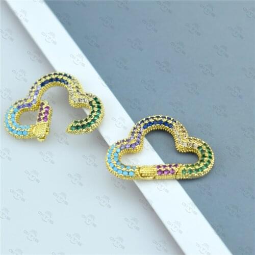Luxury Rainbow Zircon 28 Types Geometric Shapes Clasps for Jewelry Making DIY Woman Jewellery Necklace Bracelet Pendant