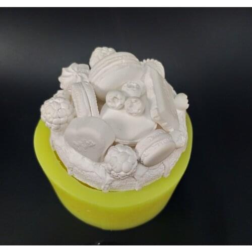 PRZY Mold Silicone 3D Macaron Chocolate Fruit Cake Ice Cream Candle Candy Mold for Cake Decorations Clay Resin Moulds QT0252