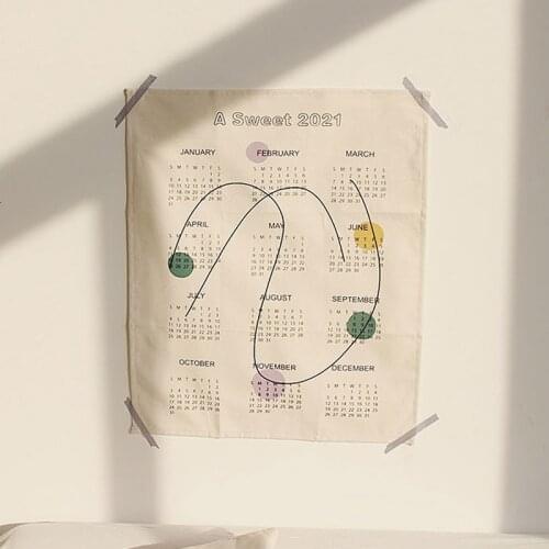 Cloth 2021 Calendar Tapestry Fabric Home Decoration Accessories Japan Korean Dorm Dormitory Wall Hanging Blanket Decor 35x48cm