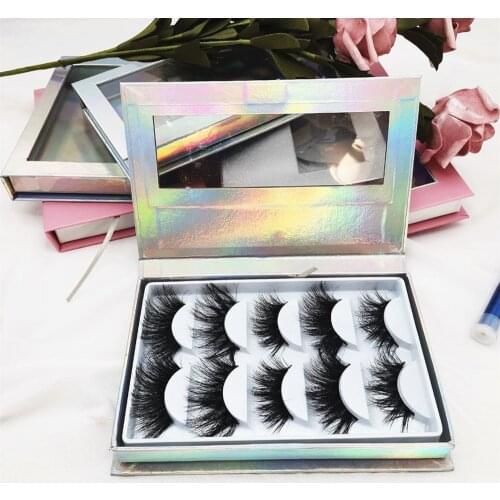 Print logo Mink Lashes packaging Eyelash box Wholesale holographic Lash Book 3/5/10 Pairs Faux EyeLashes Book empty makeup