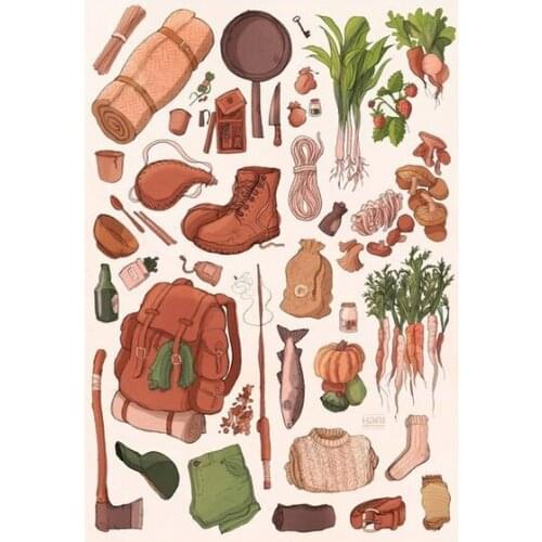 Vintage Camping Equipment Metal Tin Sign 8x12 Inch Retro Home Kitchen Bar Pub Wall Decor