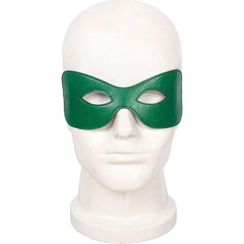 Adult Superhero Hal Cosplay Green Lantern Costume Halloween Party Masquerade Eye Mask Green Faux Leather Accessories