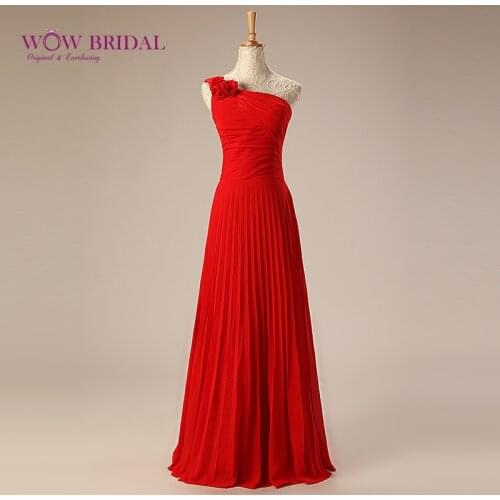 Wowbridal Graceful Long Prom Dress 2021 One-Shoulder Appliqued Lace Up Jersey A-Line Draped Sweep Train Ruched Women Party Dress