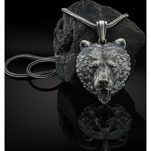 Jewelry on the neck ins wind brown bear head pendant European and American mens hip-hop necklace punk choker collar necklace