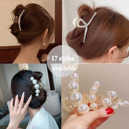 Oversize Big Pearl Hair Claws Woman Hair Clips Hairpin Hair Accessories Korea Girl Hair Crab Headwear Hairgrip Fashion Barrettes