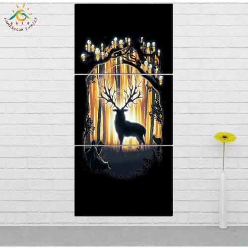 Animal Forest Deer Wall Art Canvas Painting Posters and Prints Decorative Picture Decoration Home For Living Room 5 PIECES