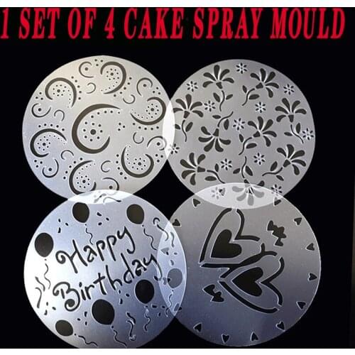 1 set of 4 environmental protection PVC cake spray pattern pull flower mold West point painting baking tool