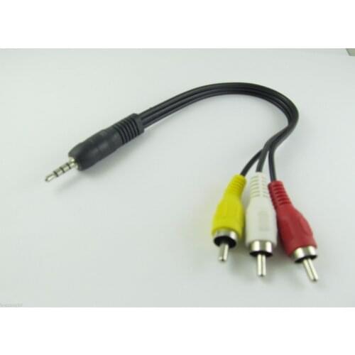 1pc 3.5mm 1/8" Male Stereo Plug to 3 RCA Male Plug Audio Video AV Adapter Cable New 25cm