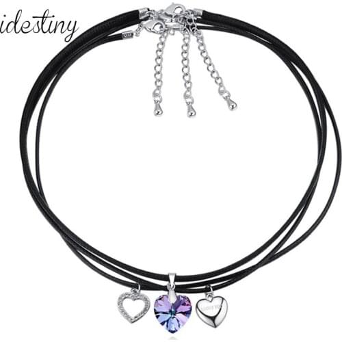 11.11 Sale Multi Layer Rope Choker Necklaces For Women Luxury Heart Charms Necklaces Made with Austria Crystal Best Jewlery Gift