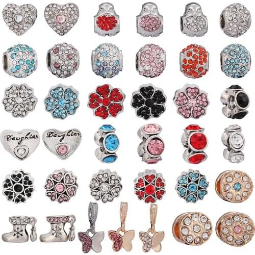 2Pcs/Lot Of Antique Silver-plated Lucky Beaded Pendants Suitable For Making Branded Womens Bracelet Gifts C3-2