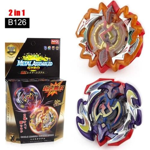2 in 1 Beybleyd Burst with launcher Gyro Toys Moon and Double God Alloy Fighting Spinner with Transmitter Horizontal Cyclotron