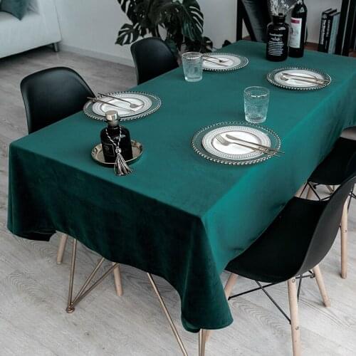 2021 Fashion Style Table Cloth Wedding Christamas Dinning Room Decoration Thick Vevet Tablecloth Rectangular Solid Table Cover