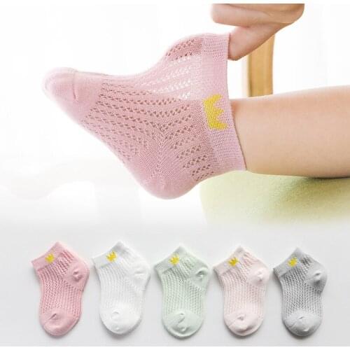5 Pairs Spring Summer Cotton Children Socks Baby Boy Thin Mesh Socks Ultrathin Solid Toddler Girls Socks for 1-12 Years Old Kids