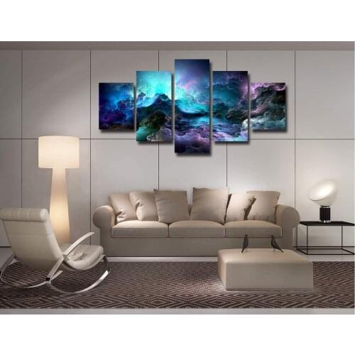 No Framed Abstract Purple Clouds 5 Pcs Canvas Picture Print Wall Art Canvas Painting Wall Decor for Living Room