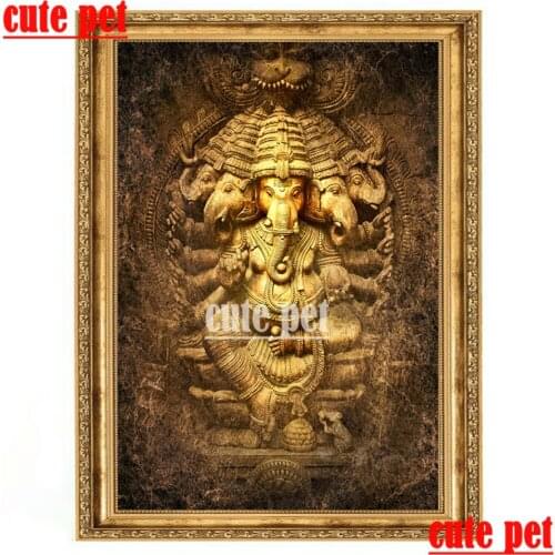 Diy Diamond Painting ganesha hindu god 5D Full round Diamond Embroidery CrossStitch Square Diamond Mosaic Sets Home Wall Decor