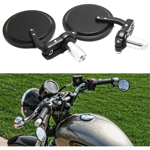 Free Shipping 3" Round 7/8" Handle Bar End Rearview Mirror For Yamaha FZ-09 FZ-07 FZ6N Aftermarket Motorcycle Parts Black