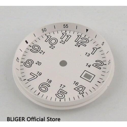 2018 New BLIGER 33MM White Sterile Watch Dial Fit for ETA 2824 2836 MIYOTA 8215 8205 Automatic Movement Luminous Marks D112