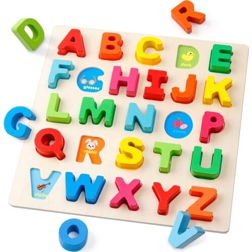 Coogam Wooden Alphabet Puzzle – Letters Peg Board Sorting ABC Matching Game Words Learning Toy Gift for Toddler Baby Kids