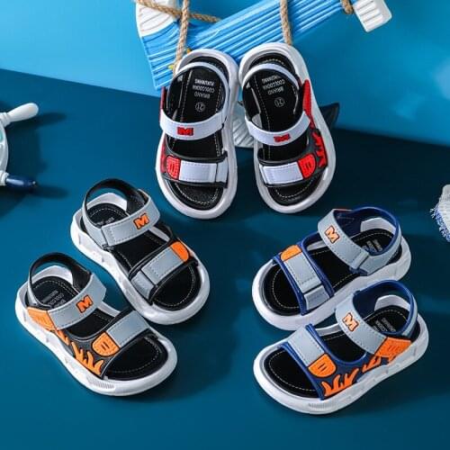 2021 Childrens Summer Boys Leather Sandals Baby Shoes Kids Flat Child Beach Shoes Sports Soft Non-slip Casual Toddler Sandals
