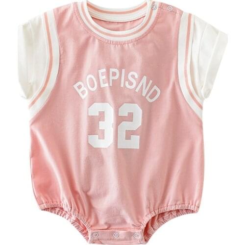 Pink Baby Girl Overalls Bodysuit Summer Short Sleeve Baby Jumpsuit O-Neck Children Clothing Baby Girl Clothes 0-Years