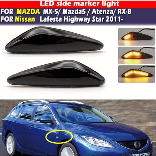 Smoked lens Amber LED Dynamic Front Side Marker Light For Nissan Lafesta Highway Star for Mazda MX-5 MX-6 16-up, for RX8 09-12