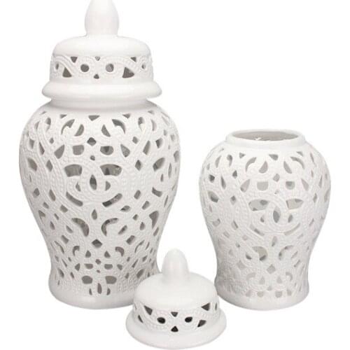 Retro Ceramic Vases Hollow Out Decorative Living Room Art Flower Vase Restaurant Landing Dried Flowers Organizer Home Decoration