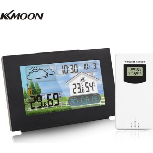 KKMOON Outdoor Touch Screen Wireless Weather Station Forecaster Indoor USB Charging Thermometer Hygrometer with Sensor